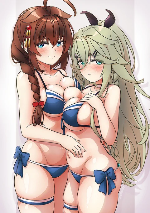 嫁と娘がお揃い水着姿を披露してくれた 
