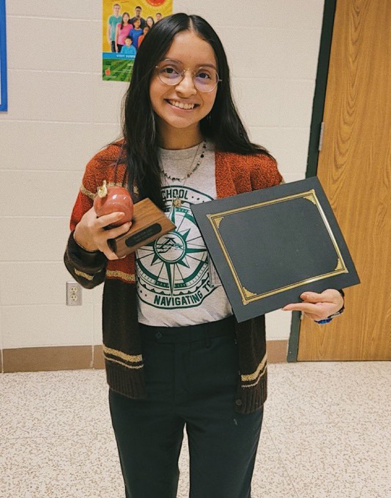 KVOrellana's tweet photo. I was surprised today at our staff meeting! Thank you @AlbrightMS for awarding me Teacher of the Month for August! I am very grateful doing what I do for the education department and for our students! 🥰💚💛 #AliefProud #AlwaysAWarrior https://t.co/ey5tvyyEy6