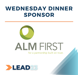 Thank you to tonight's dinner sponsor, ALM First, for your support of #LEAD23!