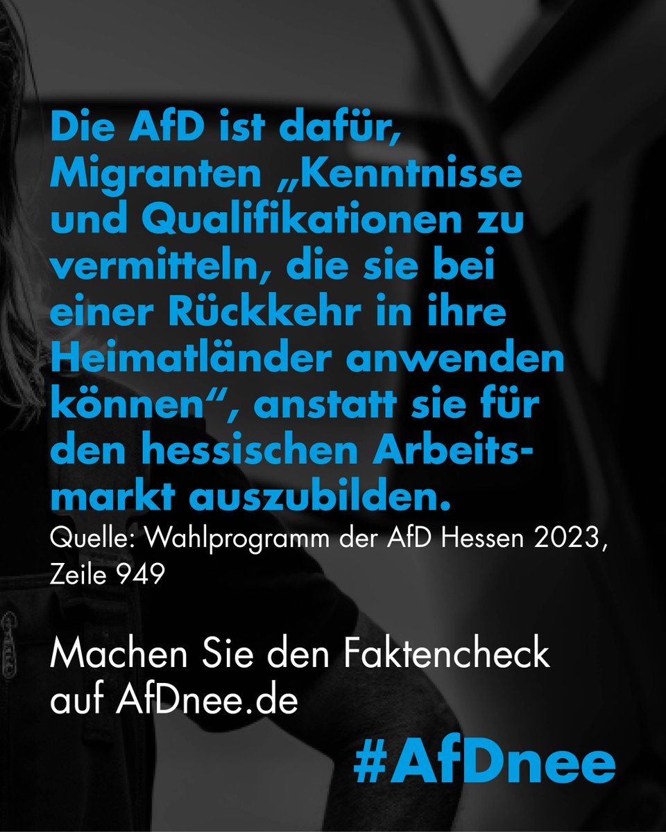 AfDnee's tweet photo. Du kannst spenden, damit #AfDnee mehr Menschen erreicht: https://t.co/RSIqncnWkh - Jeder Euro sorgt dafür, dass mehr unentschiedene Wähler*innen die Wahrheit über das AfD-Programm erfahren.
#afdnee
#AfD
#hessen
#hessenwahl
#landtagswahl2023
#ltw23 https://t.co/kP8aPGuU9T