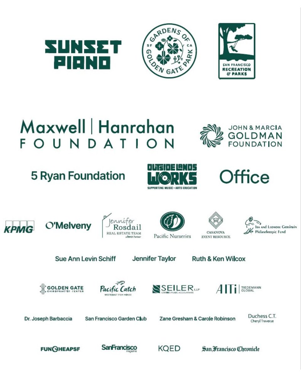 SFBGS's tweet photo. Thank you! Flower Piano 2023 has officially wrapped. We're in awe of how beautiful this year was!

Thank you to our amazing sponsors, especially lead sponsors the Maxwell/Hanrahan Foundation, the John and Marcia Goldman Foundation, Outside Lands Works, and the 5 Ryan Foundation. https://t.co/0szLQTrYTg