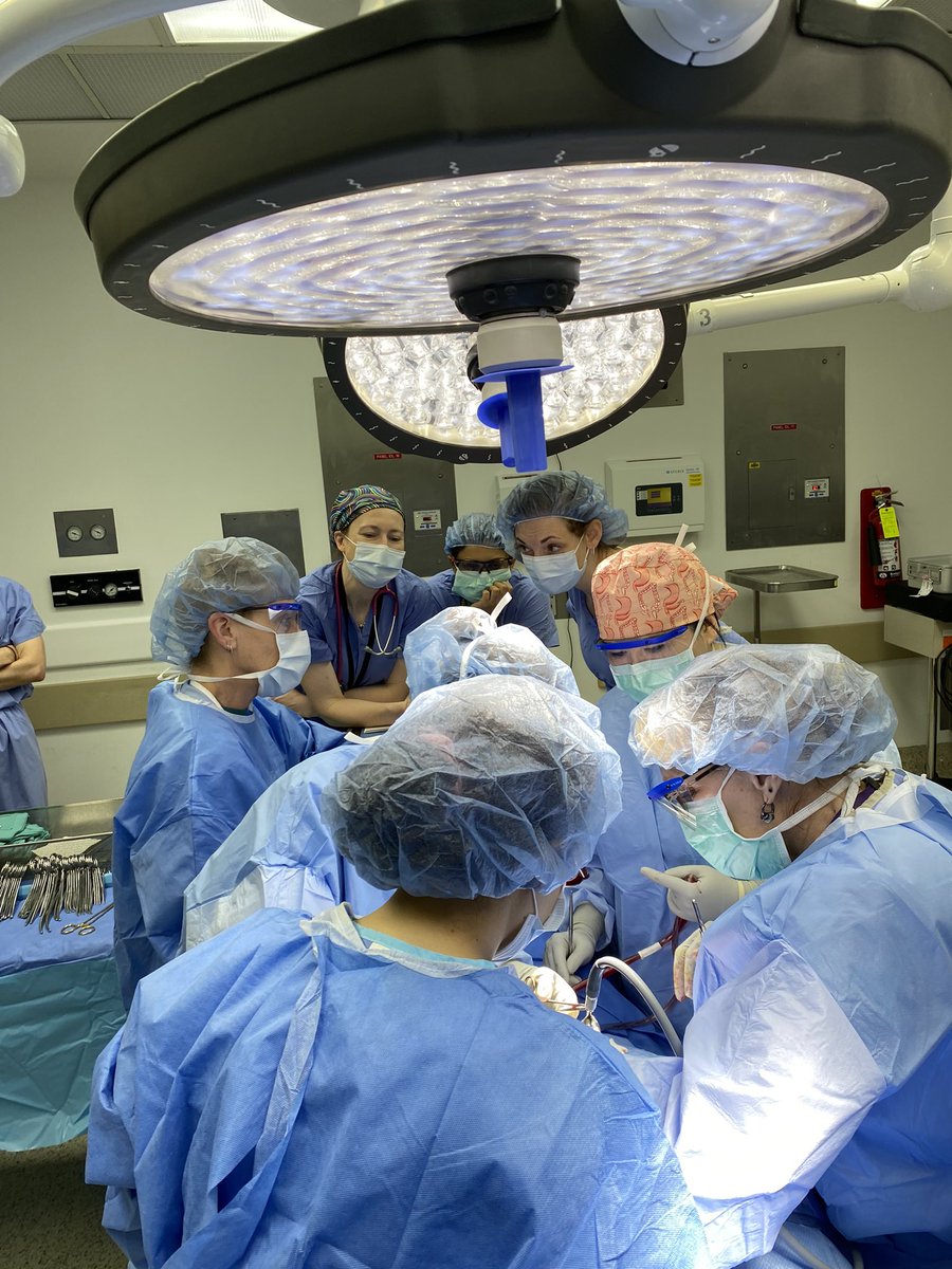 In honor of #womeninmedicine month, women learning from women! @CleClinicMD all colorectal women surgeons  but @KristenBanMD together in the operating room with @drtracyhull 
@arikanters @a_bham18 @katherinehu @nnifhoghlu @ScottRSteeleMD @MRegueiroMD @WPSA1 @ASCRS_1