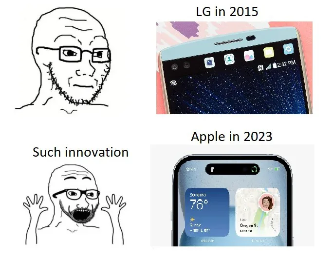 iHateApplee's tweet photo. Dynamic Island is nothing new. https://t.co/jPW6Kvz70r