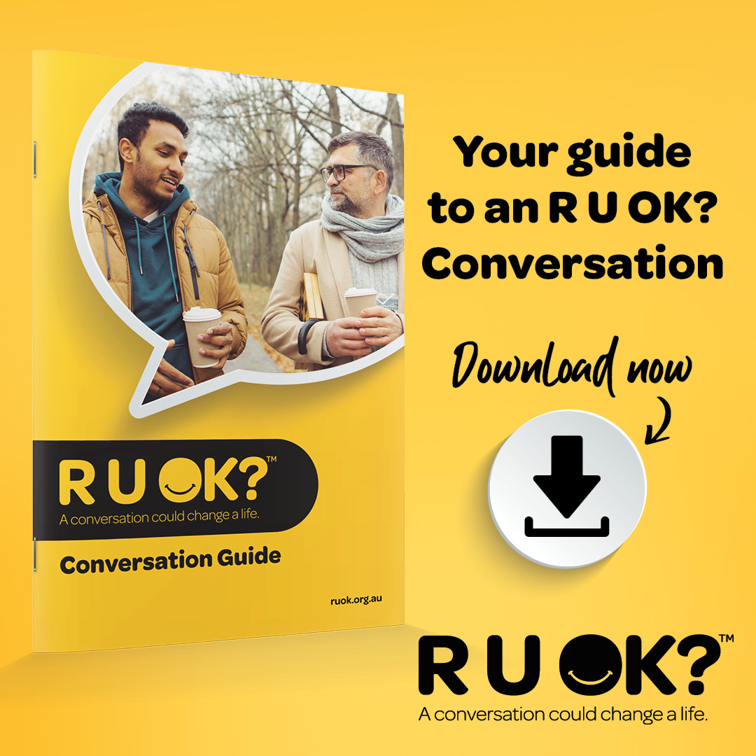 A conversation could change a life and you have what it takes to support those you care about.

Our Conversation Guide has tips for how to navigate an R U OK? conversation, today, tomorrow or any day it's needed.

Download it here bit.ly/44M14vS #RUOKDay2023 #heretohear