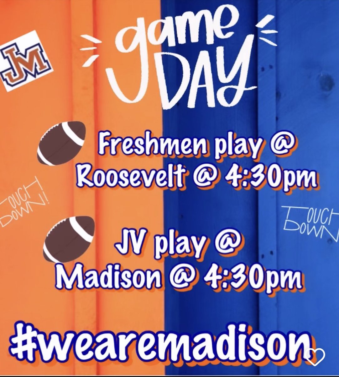 madisonbooster's tweet photo. Game day tomorrow and Saturday! Make sure to stop by the Athletic Booster club to get your gear before our homecoming game! Go Mavsππ§‘π
#RootEdMadison #TheMadisonWay #LikeFollowShare #JM #wearemadison #jamesmadison #GoMavs #JMstrong https://t.co/oRTA8vnDPy
