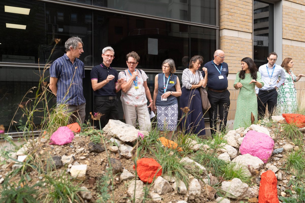 moore_d's tweet photo. Stakeholder event last Friday for the #WastetoWildlifeGarden @NHSEngland Guy's Hospital, made for #biodiversity from recycled crushed concrete and sand (from locally demolished buildings). A working partnership between @GSTTnhs @KingsCollegeLon @cityscapesUK @TeamLondonBdg https://t.co/FKVm4I8Sjq