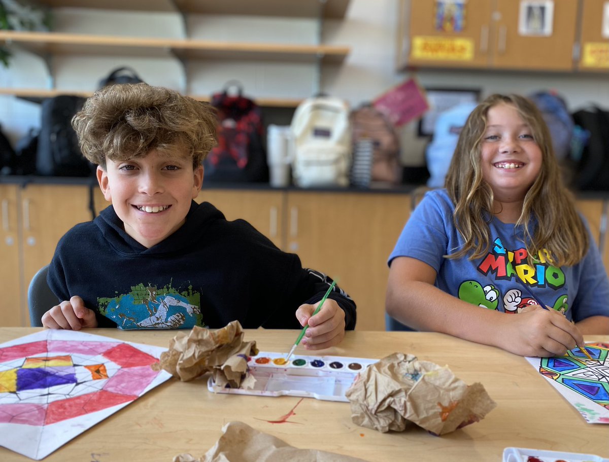 6th graders Angelo and Emma: pleased with their work or laughing at their goofy art teacher?? <a href="/BAM_MS_Official/">Brambleton Middle</a> @LCPSVisualArts