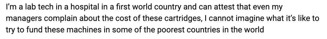 kj_seung's tweet photo. Another eye opening comment. Yeah, it really sucks to pay these ridiculous prices in the poorest countries in the world. And that's where all the TB patients are! https://t.co/ojBndQAkUV