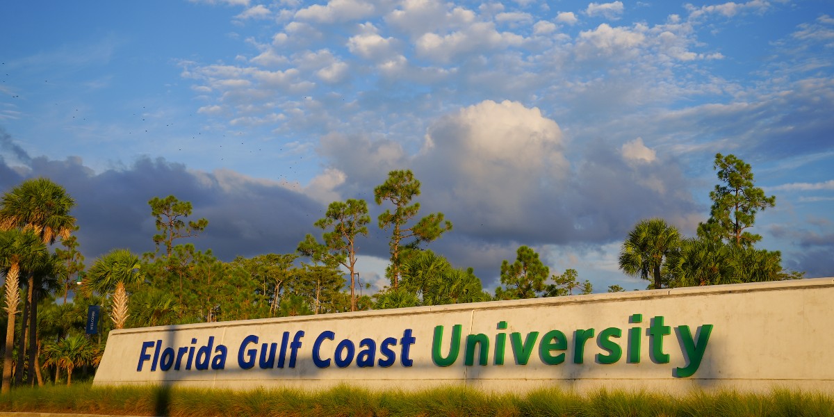 fgcu's tweet photo. Goodnight, #FGCU! 💙💚 #Sunset #FGCUSunset #CampusLife https://t.co/kQjYlgw0ji