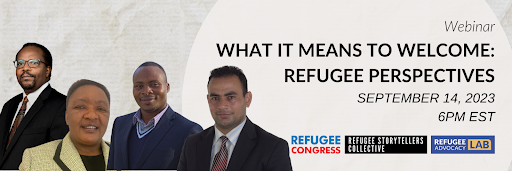 RefugeeCongress's tweet photo. REGISTER NOW: Join the #RefugeeStorytellersCollective tomorrow for “What It Means to Welcome: Refugee Perspectives.” Panelists will share reflections on belonging, and advice for everyday Americans on welcoming newcomers. https://t.co/cMndSRygdz @WelcomingUSA @RefugeeAdvcyLab https://t.co/WJAVW3EQU8