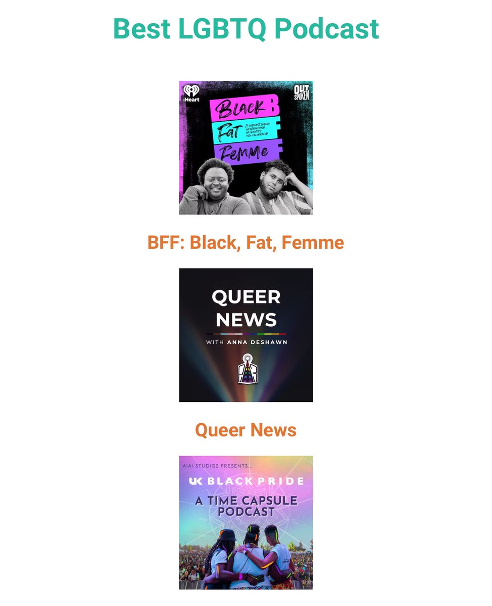 The @BlackPodAwards nominated our show for best LGBTQ show and honestly, after the week I have had this is DEFINITELY what I needed to see. 

Thank you to everyone who really supports and loves on us. 

It doesn’t go unnoticed.