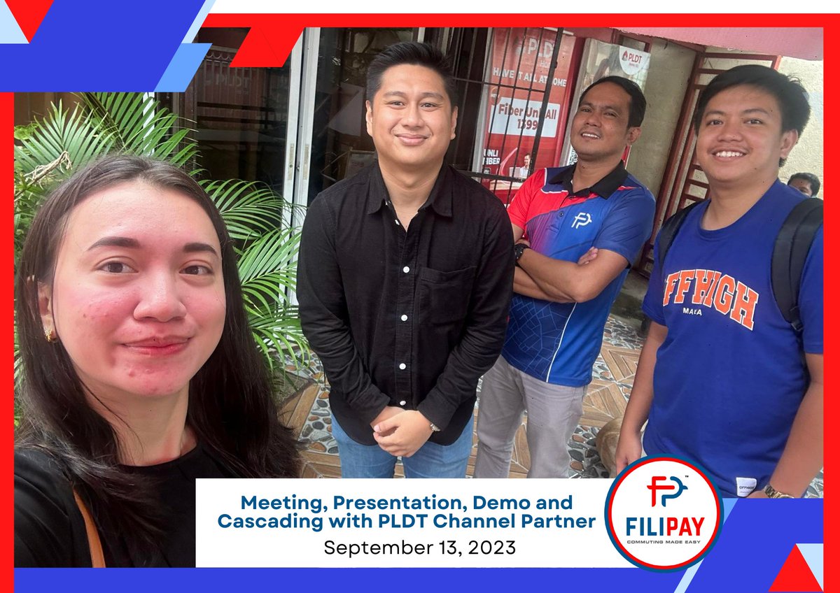 Yesterday, on 𝗦𝗲𝗽𝘁𝗲𝗺𝗯𝗲𝗿 𝟭𝟯, 𝟮𝟬𝟮𝟯, FILIPAY met with its PLDT Channel Partner for a Meeting, Presentation, Demo, and Cascading.
Want to experience cashless fare payment using FILIPAY?
Schedule your FREE demo for more detailed information at business@seapps-inc.com.