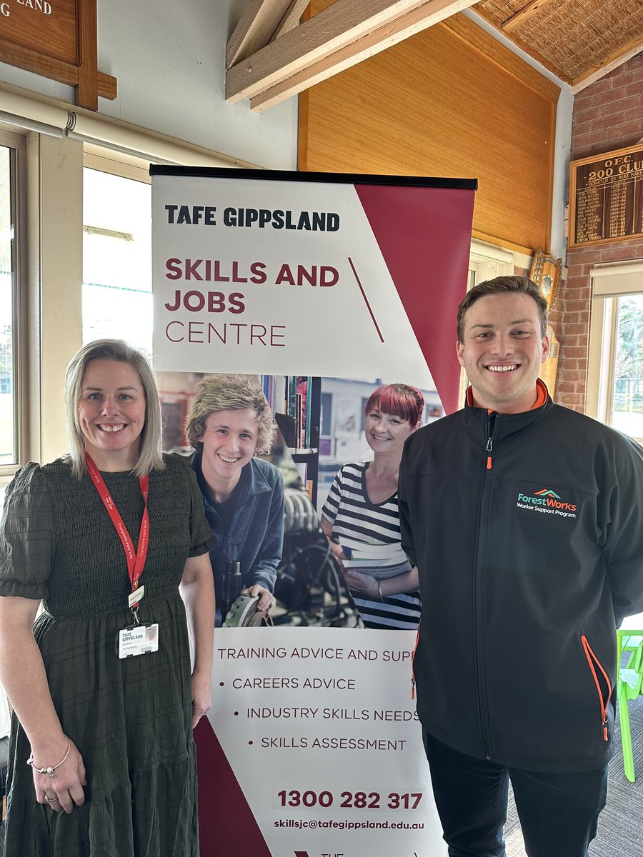 ForestWorks's tweet photo. Talk with the teams from the Skills and Jobs Centre and FIRST Super at today’s Workers Support Program event at the Orbost Football Club. All the family is welcome. https://t.co/hHMCFEdSUR
