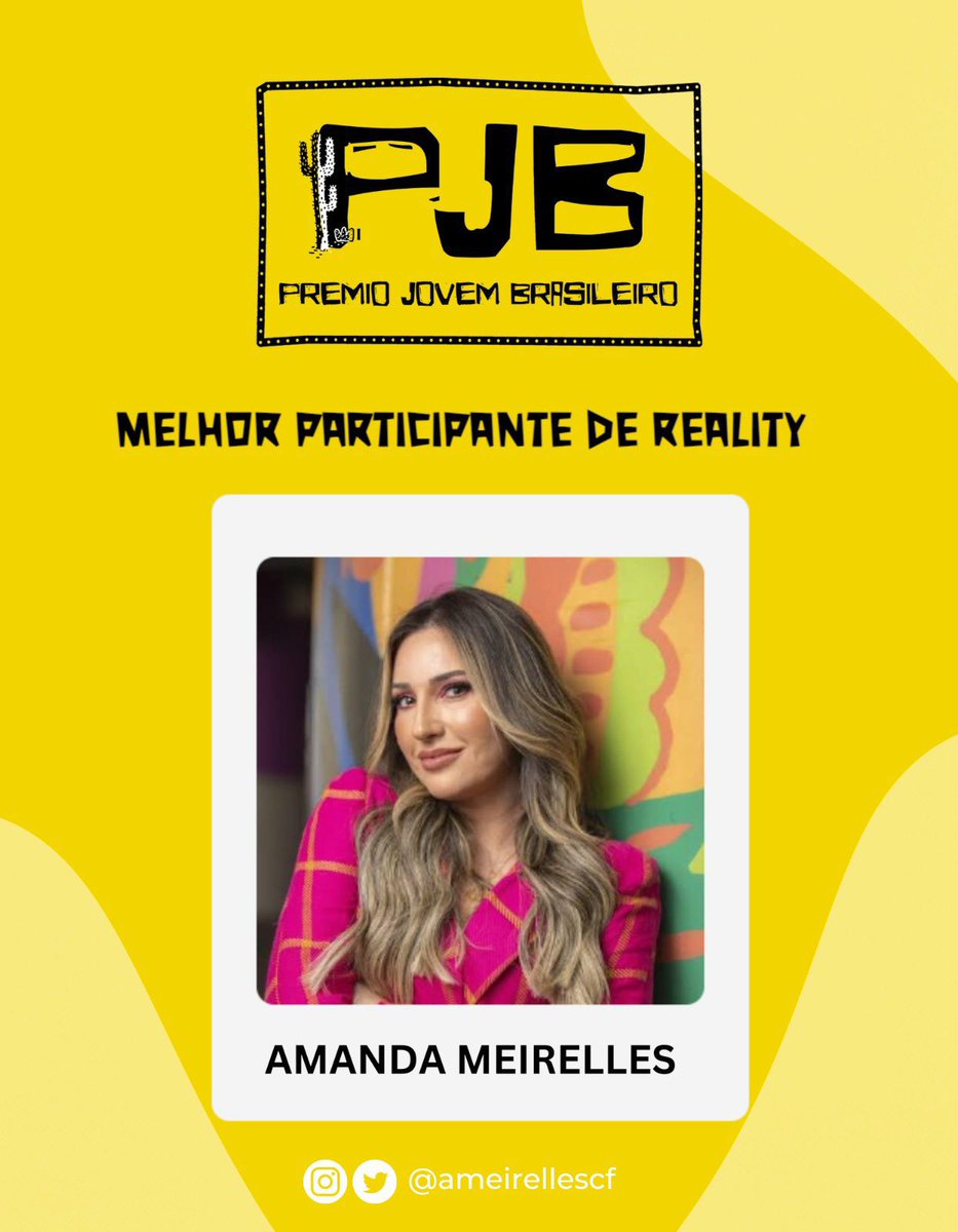 ameirellescf's tweet photo. A Amanda está na reta final do Prêmio Jovem Brasileiro concorrendo na categoria “Melhor Participante de Reality” ✨

Passo a passo para votar:

1. Entrar na aba "NA TV"
2. Procurar a categoria “Melhor Participante de Reality”
3. Clique na foto dela
4. Clique no CÍRCULO CINZA que fica no canto direito
5. Clique em "CONFIRMAR VOTAÇÃO"
6. Depois em "VOTAR NOVAMENTE"

Para votar, acesse: https://t.co/Xl0zau5mfx