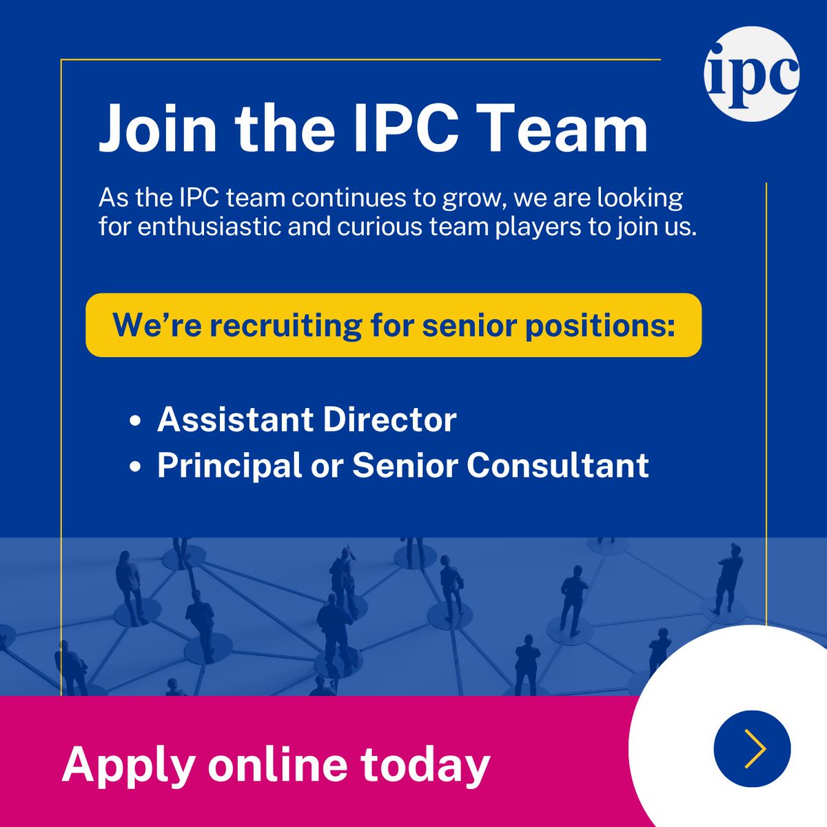 IPC_Brookes's tweet image. 📣 Join the IPC team! We're seeking enthusiastic, curious team players for 2 full-time, permanent senior roles:

1️⃣ Assistant Director

🔗 Apply here: gatenbysanderson.com/job/GSe101238/…

2️⃣ Principal or Senior Consultant

🔗 Apply here: my.corehr.com/pls/oburecruit…

#NowHiring #Jobs #UKJobs