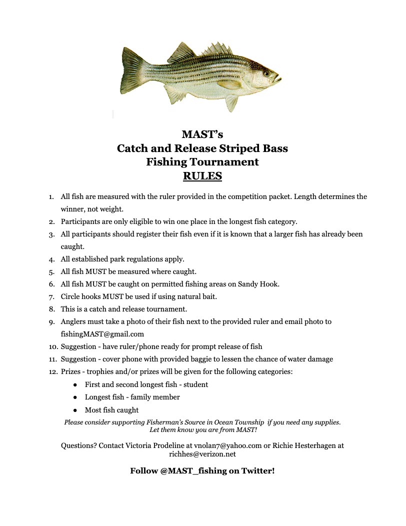 It's that time of year again! The annual MAST Fishing Tournament is starting up soon. Register early so you can fish the fall and spring seasons!