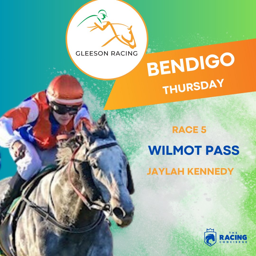 Jessica Gleeson Racing (@racing_gleeson) on Twitter photo Great weather and a GOOD 4 rated track awaits WILMOT PASS at <a href="/_BendigoJC/">Bendigo Jockey Club</a> this afternoon
For the first time in his career he stepped up to the mile last start and hit the line nicely. He gets a nice 3kg claim for JAYLAH KENNEDY who is riding in great fashion Great weather and a GOOD 4 rated track awaits WILMOT PASS at <a href="/_BendigoJC/">Bendigo Jockey Club</a> this afternoon
For the first time in his career he stepped up to the mile last start and hit the line nicely. He gets a nice 3kg claim for JAYLAH KENNEDY who is riding in great fashion