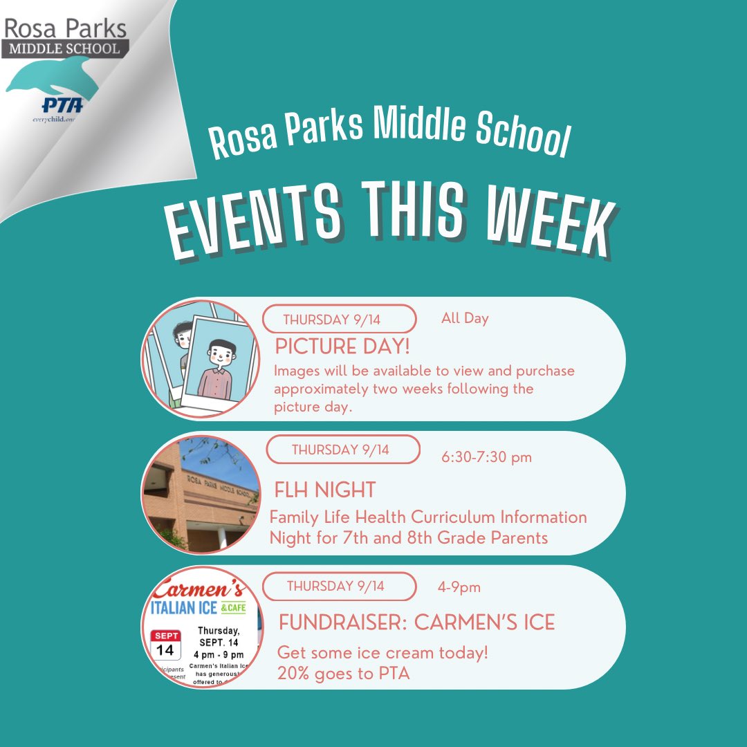 RPMSPTA's tweet photo. 🐬Events for the rest of the week are below. Newsletter for the month is out https://t.co/9wzJYbL4je Make sure to join Givebacks (formerly MemberHub) to receive updates, reminders &amp; more. Visit our website to join Givebacks (and the PTA!).  https://t.co/25jr5G5PMx https://t.co/pOHlqY7epN