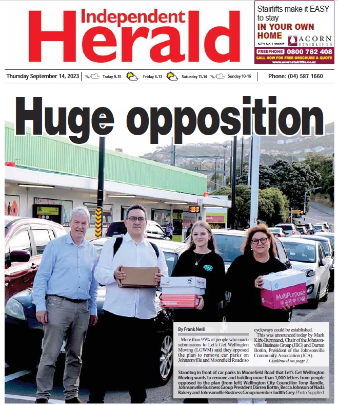 We FINALLY have the actual public submission numbers on the <a href="/getwellymoving/">Let's Get Wellington Moving</a> consultation for cycleways in Johnsonville done last year. 
“At a rate of nearly 20:1, Johnsonville community members said ‘no’ to removing car parks for cycleways” - Ind Herald:
independentherald.co.nz