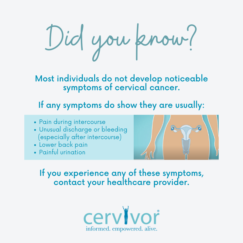 IamCervivor's tweet photo. T2.2: The path to #cervicalcancer – HPV infection, abnormal cells, and early cancer – is a silent one. Over a period of years, your cervix may be developing a problem without you suspecting a thing. It’s so important to get tested regularly. Check out these warning signs. #GYNCSM https://t.co/3FVtcI4A2e