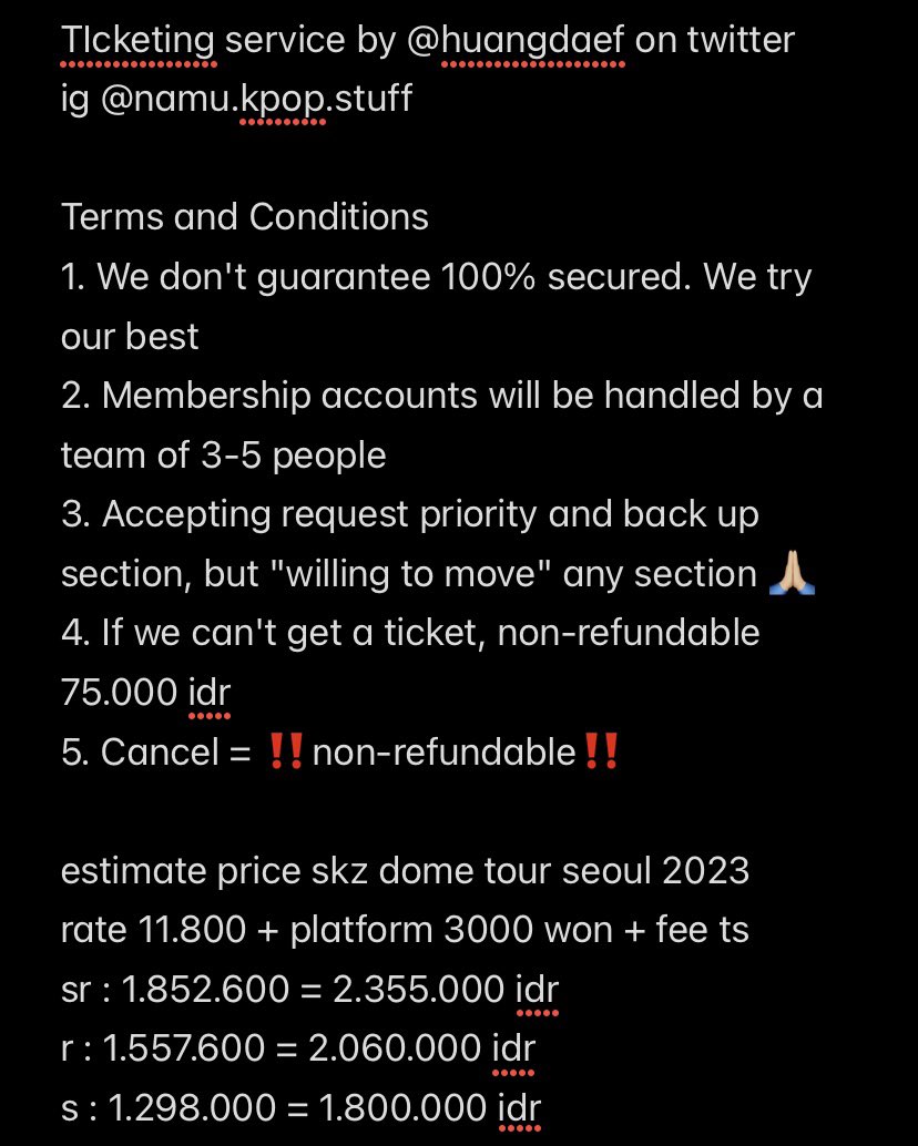 huangdaef's tweet image. TICKETING SERVICE ❤️‍🔥‼️

JASTIP TIKET STRAY KIDS 5-STAR DOME TOUR 2023 SEOUL SPECIAL (UNVEIL 13)

update slot ❌❌❌✅✅✅

💵 booking slot 100.000 idr (inc fee)

— experienced ticketing concert in 🇮🇩🇰🇷🇸🇬🇲🇾🇦🇺🇹🇼🇩🇪
— my team 60++ people
— transactions by bca/paypall/wise