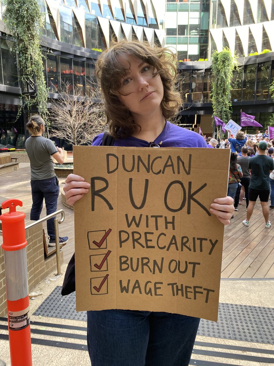 NTEUMonash's tweet photo. Few familiar faces in the crowd at @NTEUUniMelb strike this morning.
Insecure workers often work across multiple institutions to make ends meet. 

The corporate university is broken. Our fight is sector-wide. 
@CasualsMonash @NTEUVictoria https://t.co/E8Ml5vhsxS