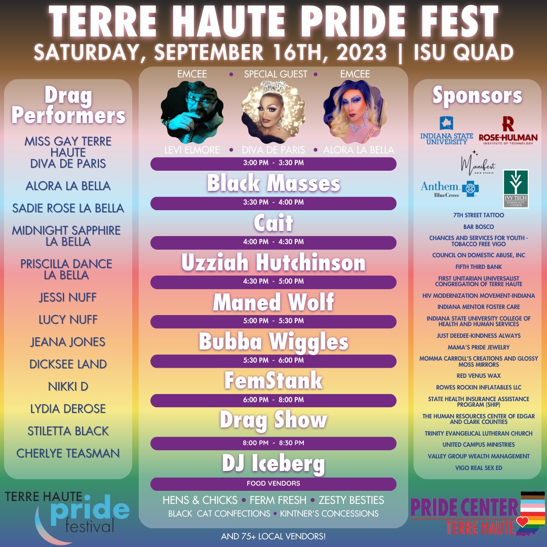 Today is Terre Haute Pride Festival! There are so many amazing activities happening on campus today that you can support.