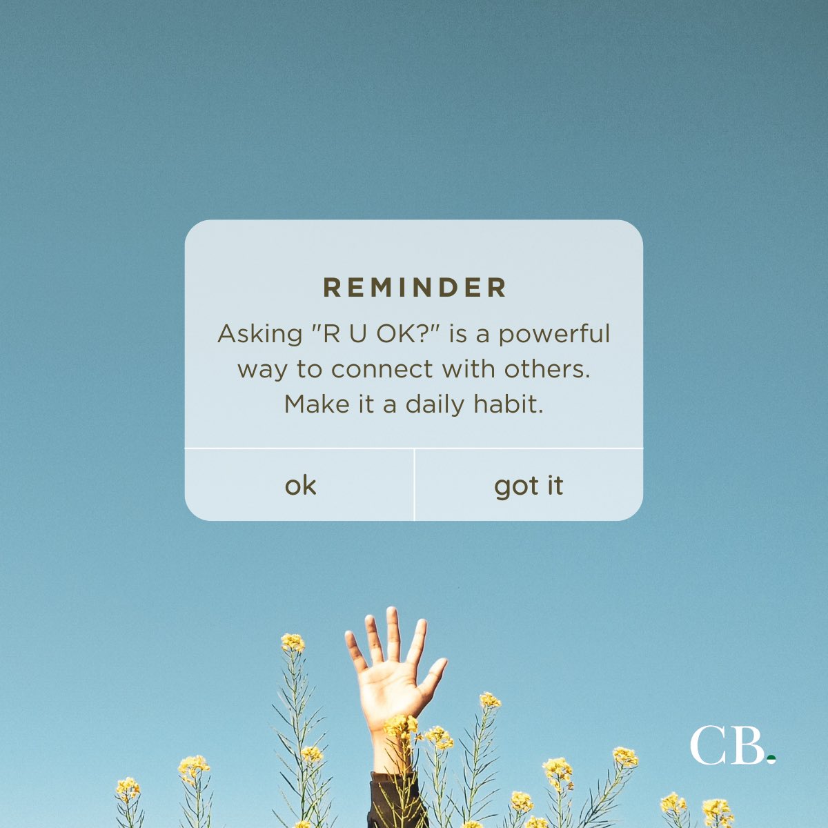 R U Ok Day is an annual event that encourages people to check in with their friends, family, and colleagues to see how they're doing. 

It's a reminder to prioritize our mental health and to take the time to ask those around us if they're

#ruok
#mentalhealtglhmatters