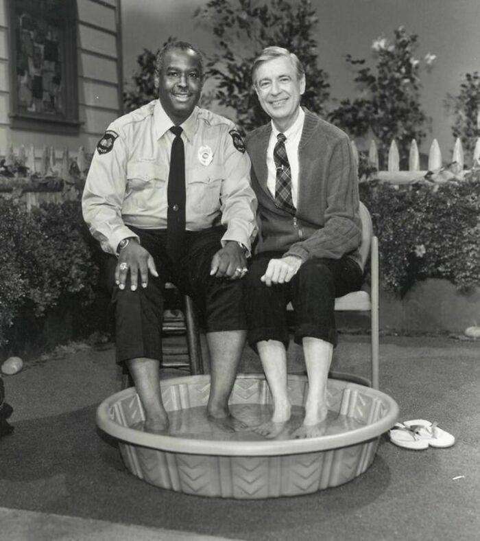 In 1969, When Democrat Policy Prevented Black Americans From Swimming Alongside Whites, Mr Rogers Decided To Invite Officer Clemmons To Join Him And Cool His Feet In A Pool.