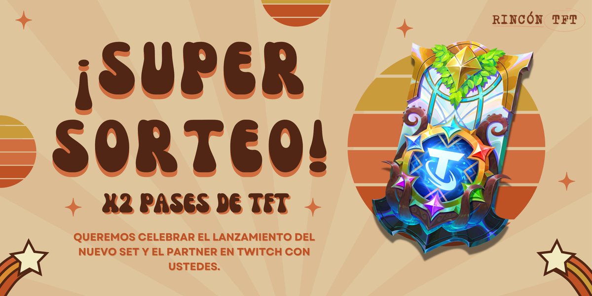 RinconTFT's tweet photo. 🚨 ¡TENEMOS UN SUPER SORTEO! 🚨

Hoy salió el set 9.5 y queremos celebrarlo junto a ustedes 🥳, por eso, vamos a estar sorteando 2 pases de batalla el día 21/09 a las 22:00 Arg.

Para participar:
Sigue a @RinconTFT 
❤️ y 🔁 a la publicación
@ a dos amigos. 

¡Mucha suerte! ⭐️ https://t.co/J4fQKkIvZU