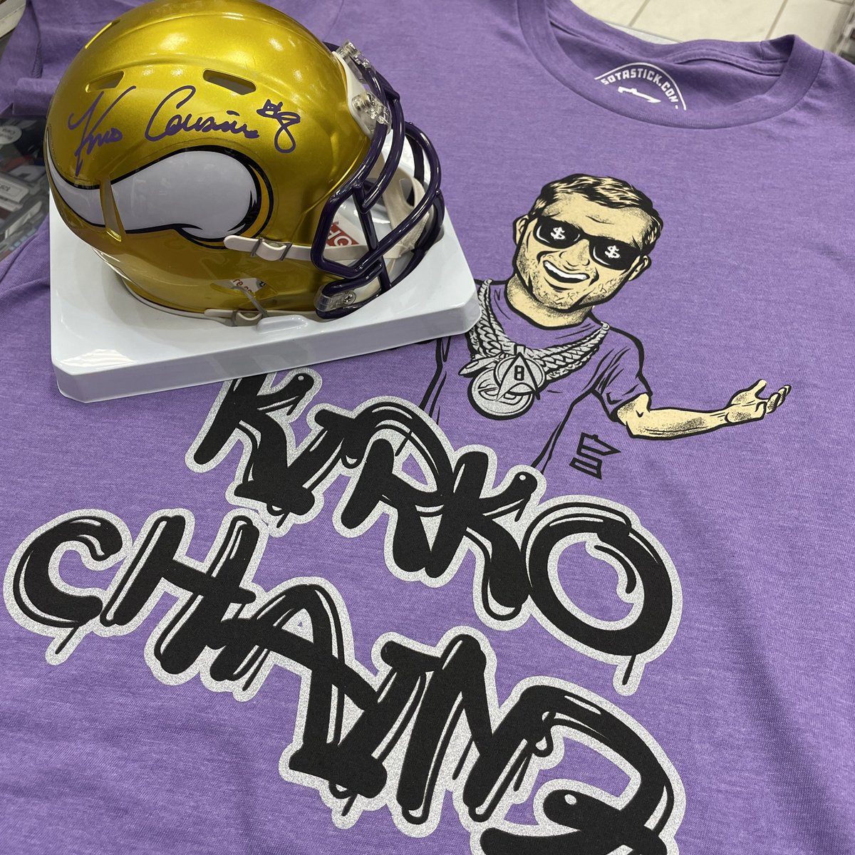 🏈GAME 2 GIVEAWAY🏈If Kirk Cousins throws 4 TD passes and the #Vikings win, one lucky Vikes fan will get this autographed mini helmet! REPOST and FOLLOW for your chance to win! Good luck and #SKOL *Winner contacted from this account only.
