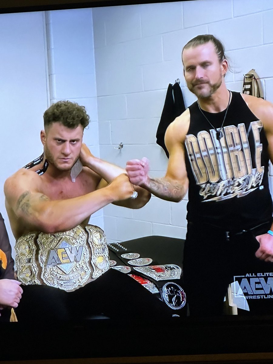 MJF doing some Steiner math tonight.  Not as good as the original and Adam Cole is no Petey Williams, but I love it regardless.  😂. #steinermath  #AEWDynamite