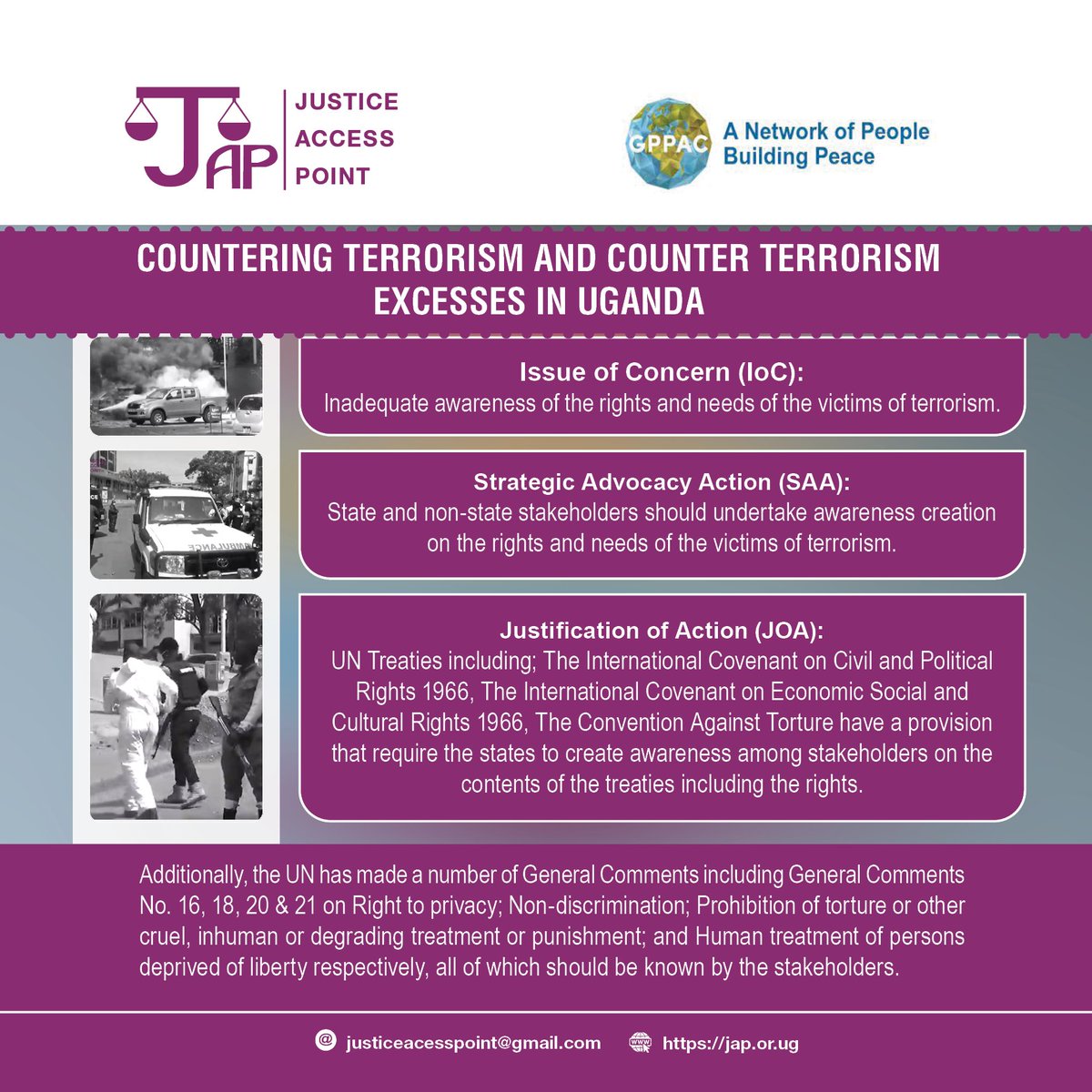 JusticessP's tweet photo. @JusticessP with support from @GPPAC is calling upon a comprehensive awareness raising on the rights &amp; needs of the victims of terrorism and counter terrorism excesses in Uganda. https://t.co/nyWO3g3kE0