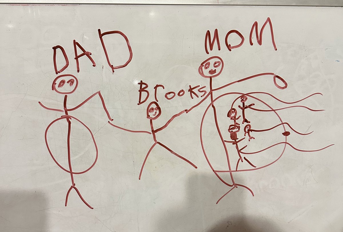 My child had to draw his family… 
Why’d he put 4 babies in my belly? 🤦🏼‍♀️