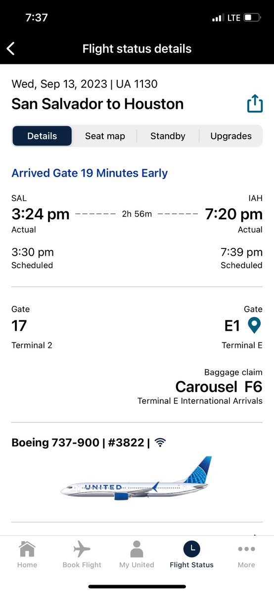 pte412's tweet photo. @united So “arrived gate 19 minutes early” equals “late?” What constitutes “on time?” https://t.co/lUfGHayVCS