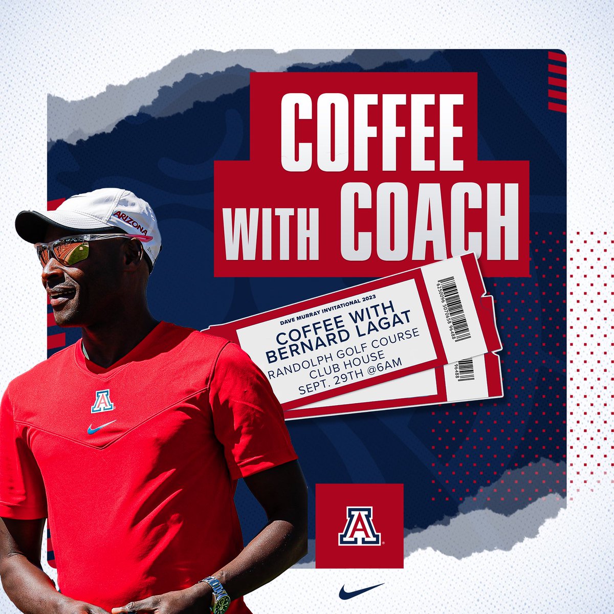 Alumni and VIPs, don’t miss out on Coffee with Coach Lagat at the Dave Murray Invitational on Sept. 29‼️

RSVP with the link below⬇️

azcats.co/lag

#BearDown | #BeLezoLike