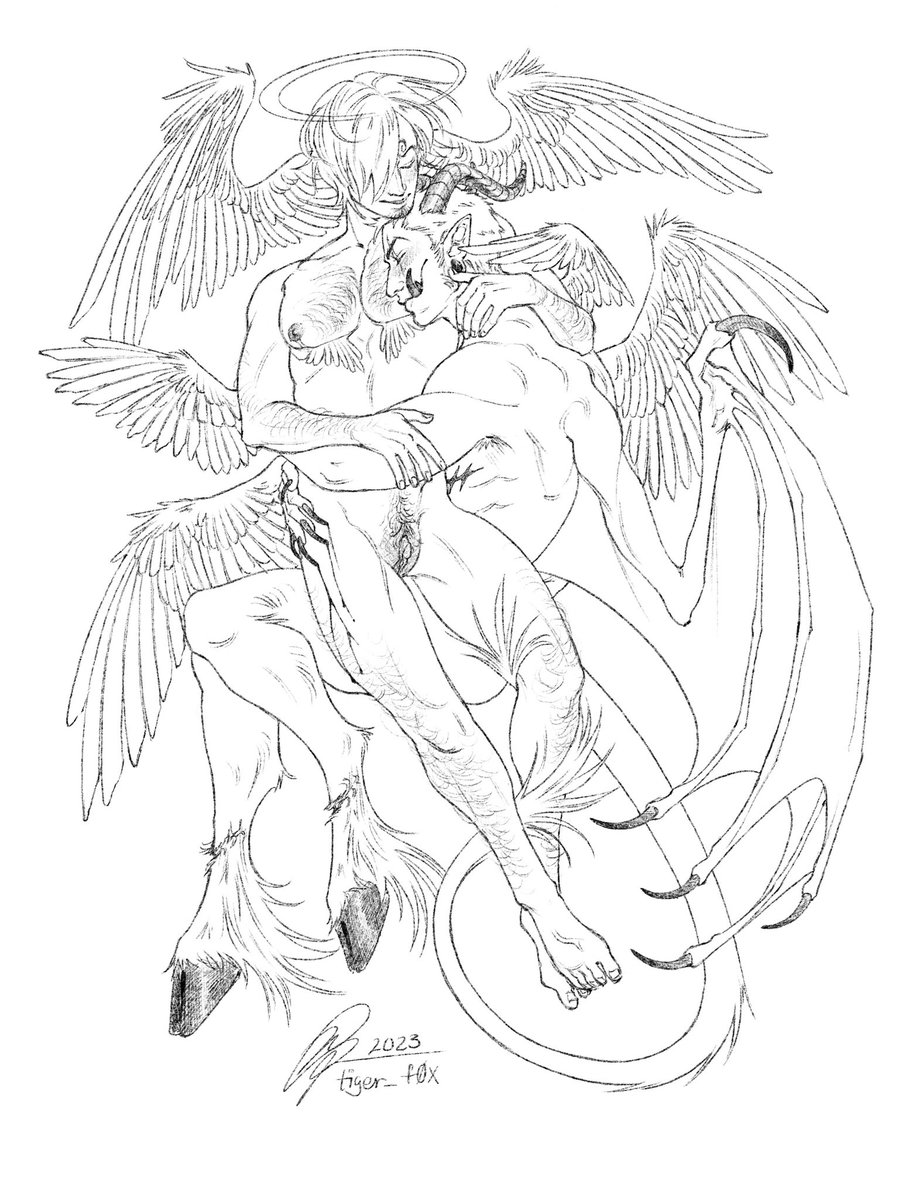 tiger_f0x's tweet photo. Love between Angel and Devil
🏳️‍⚧️😈😇

I had so much fun drawing this😆
#zosan #angelanddevil #trans https://t.co/vXLPUtZNUP