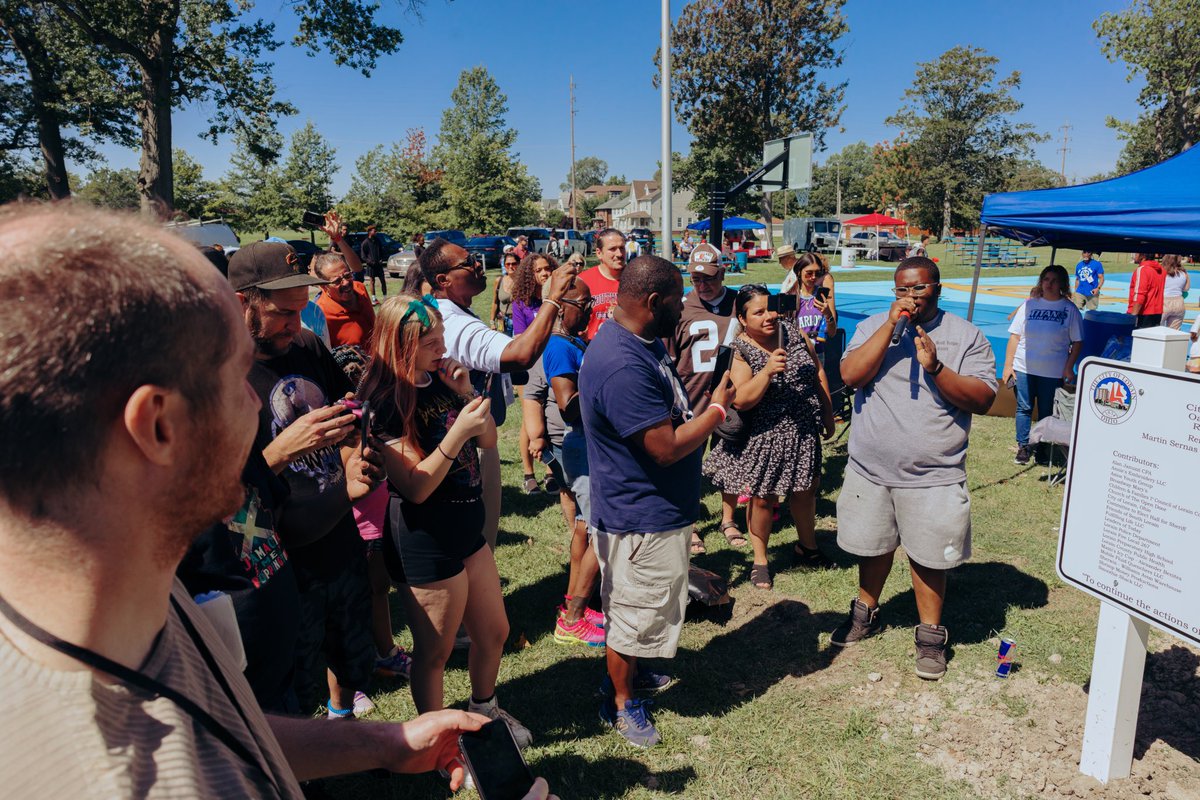 Really did that. #TheGrindLeague a nonprofit organization painted and renovated #OakwoodPark in Lorain,Ohio. Everything is accomplished and complete. Go visit the location. Shoutout to the names on this dedication sign and BTS supporters. 
#GetMotiv