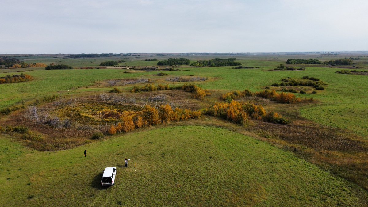 AMuenchrath's tweet photo. Some very pretty and very salty prairie potholes at St. Denis National Wildlife Area 😁 #Dronesarefun https://t.co/2YvjSg3Kit
