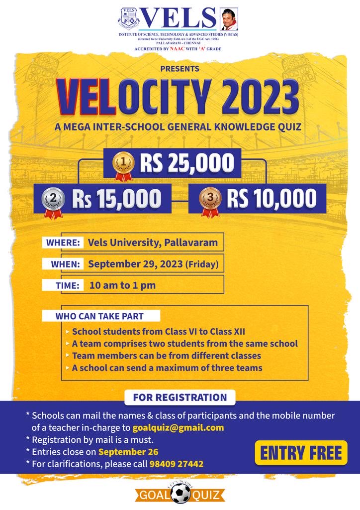Another exciting quiz! Entry & excitement free. #FunIntended #Velocity2023 Poster: ⁦@bigBdesign⁩