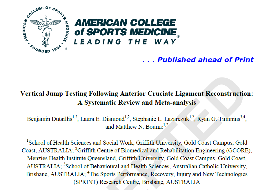 ryan_timmins's tweet photo. Do you use vertical jump tests following ACL reco? 

New from @benji_dutaillis in @MSSEonline with deets around uni vs bilat, time course

"Vertical Jump Testing Following Anterior Cruciate Ligament Reconstruction: A Systematic Review and Meta-analysis"

https://t.co/qTVyAkuQtc https://t.co/6iaqCl9fKm