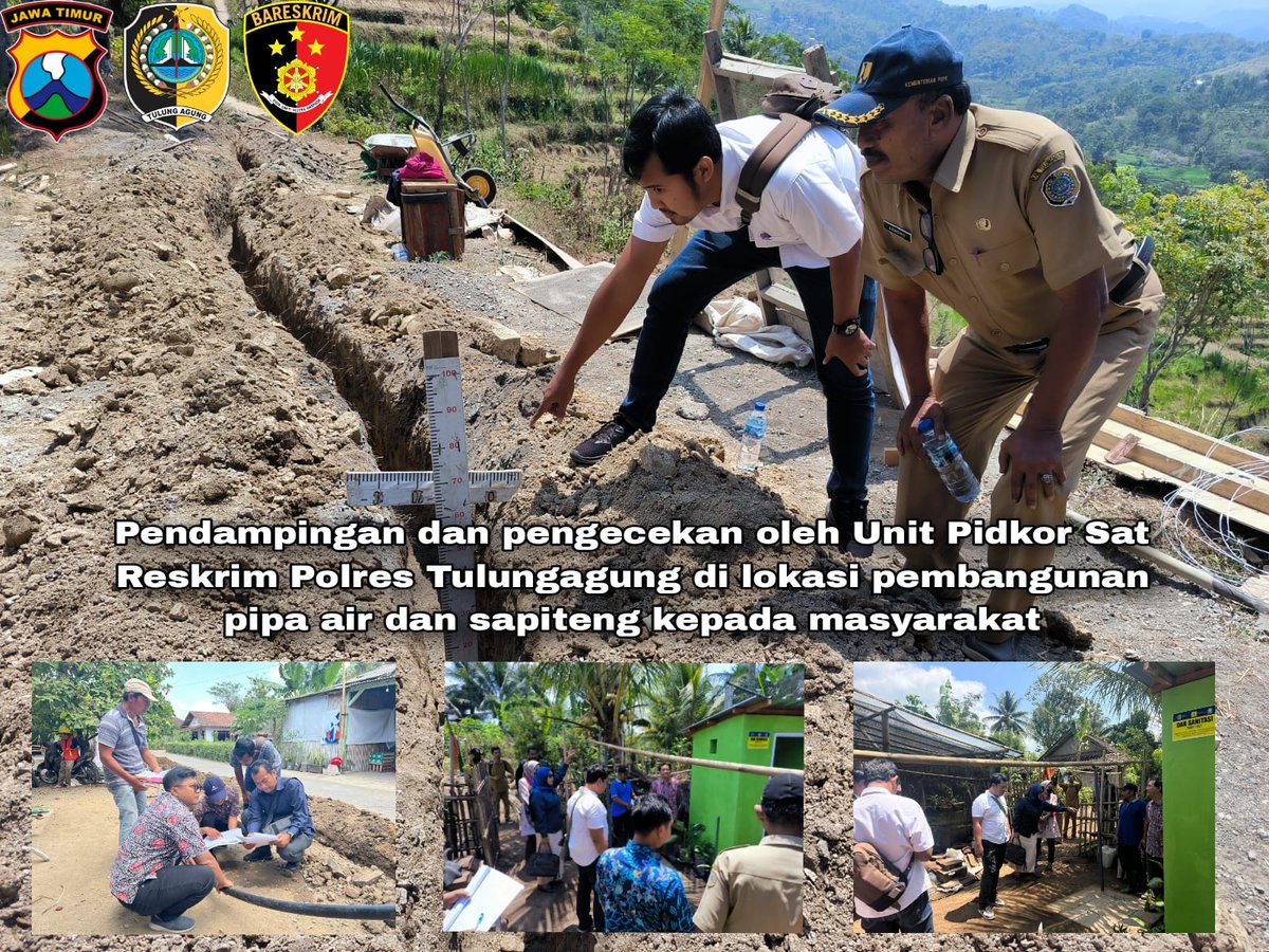 Unit Pidkor Sat Reskrim Polres Tulungagung melakukan pengecekan dan pendampingan terhadap pembuatan sapiteng dan saluran pipa air dari Pegunungan ke rumah warga masyarakat yang membutuhkan sesuai dengan Program Quick Wins Presisi Kapolri. @dittipidkor #presisi #PresisiPolri