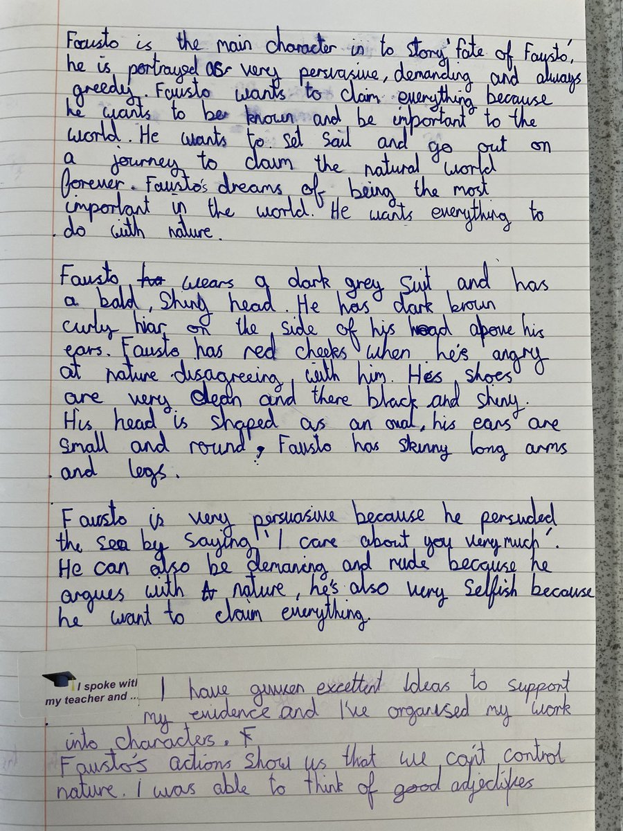 6Malala have been reading ‘The Fate of Fausto’ by Oliver Jeffers. We have considered the main character Fausto and his selfish journey to dominate the natural world. Take a look at this character description 📝🌳🌸 <a href="/SummerswoodPS/">Summerswood School</a>