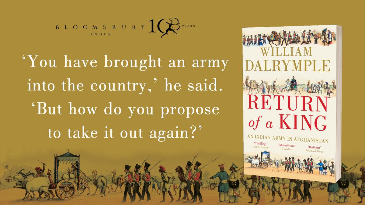 BloomsburyIndia's tweet photo. If you are enjoying listening to the Great Game series at @EmpirePodUK, you’ll love reading #ReturnOfAKing which is a towering history of the first Afghan War!
https://t.co/vDsBhFDQSg 
@DalrympleWill @tweeter_anita https://t.co/WVFNjHjJAk