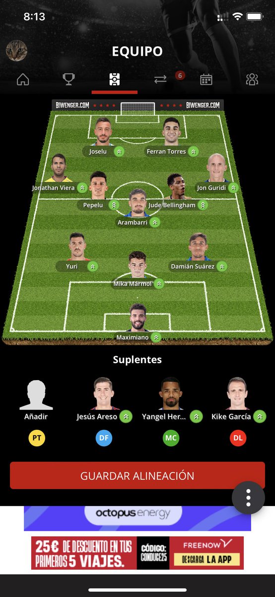 SerranoManz's tweet photo. Tengo overbooking en el medio y delantera, a quien alinéo esta jornada, juego en mixto @albertoagys78 @biwenger @Biwenger_Legend @TUFANTASY1 @cuatropicas @ConsultorLaLiga @DonQuijoteDeLaC @DudasFootball @IBiwenger https://t.co/Zsch0gRJTt