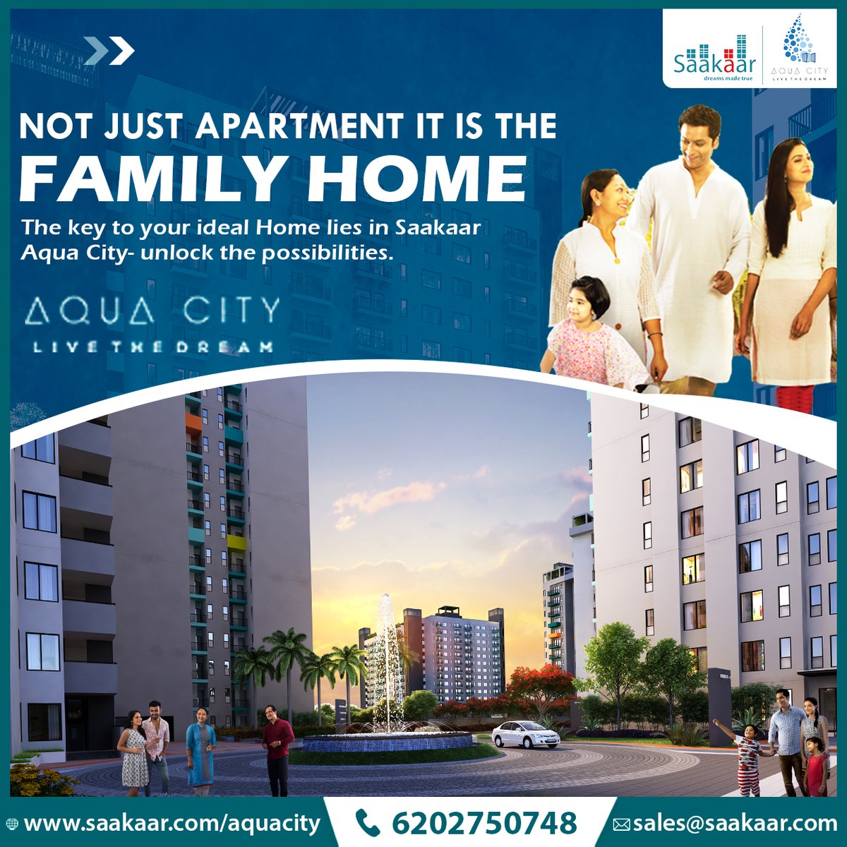 SaakaarConst's tweet photo. Not Just an Apartment it is a family home. The key to your ideal Home lies in Saakaar Aqua City- unlock the possibilities.
📞 +91-6202750748
🌐 https://t.co/meHQb2Yoct
#Saakaaraquacity #Realestate #Amenities #Aquacity #Luxuryliving #Saakaarconstructions #Home #2BHK https://t.co/QTex2pnXOz