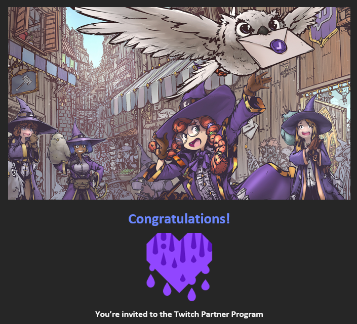 CoopersCharms's tweet photo. I found out about this LIVE on stream with everyone! Needless to say, I was stunned, and then I BAWLED my eyes out! Thank you to everyone for all the support! I'm still so shocked, but also incredibly grateful! 💜💜💜 #TwitchPartner https://t.co/oibEeDsq9K