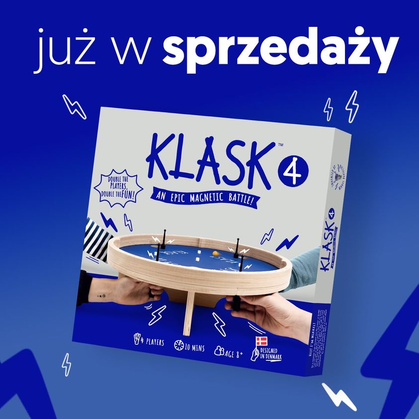 Jeszcze większe emocje! Klask 4 to możliwość grania drużynowo 2 na 2! Od teraz gra dostępna w sklepach z grami.