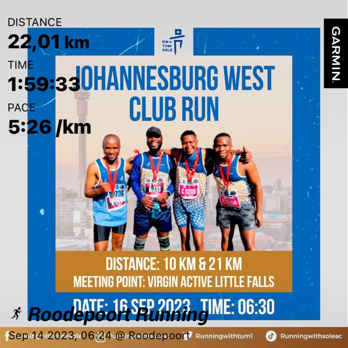 SezaPhiri's tweet photo. We keep going till we get there !
Thursday #BudgetRun with @RunningWithTum1 proudly sponsored by @budgetins 🚀
Remember this Saturday Team JHB West is hosting a club Run, come with friends and family and join us , 5km Run also there 💪🏾
#RunningWithSoleAC #RunningWithTumiSole https://t.co/PoA3rB01MJ