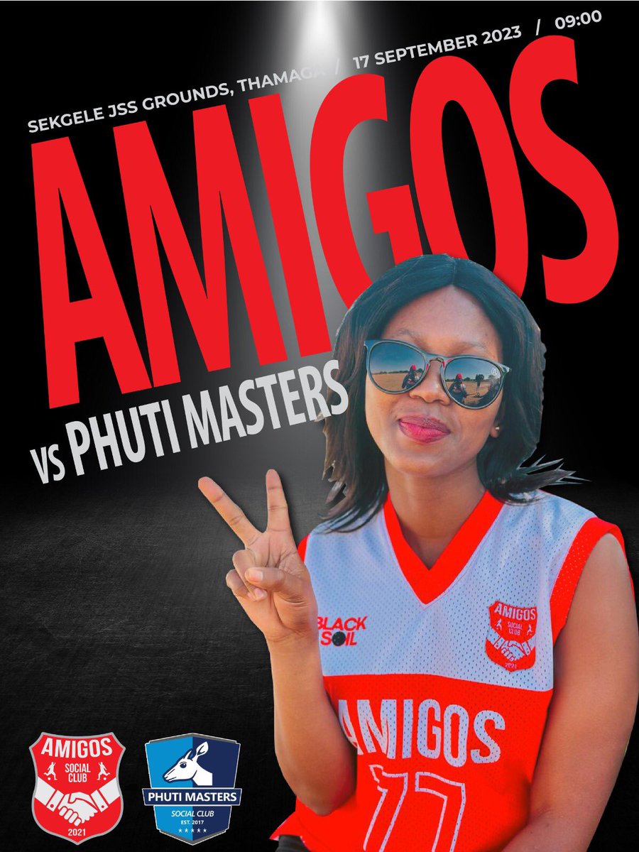 We are home, as we welcome PHUTI Masters Social CLUB..probably their first encounter in Thamaga, feel home gents!

⚽️  || Amigos SC vs Phuti Masters SC
🗓️  || Sunday 17 September 2023
🏟️  || Sekgele JSS Grounds
⏰  || 9am
🎟️  || Free Entry